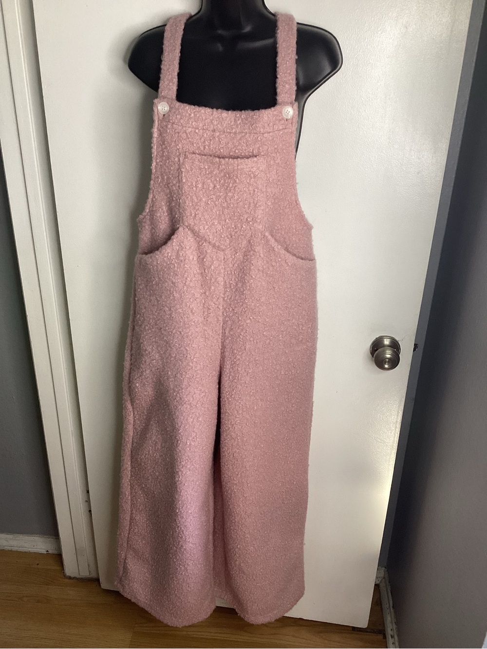 HALARA Pink Bouclé Teddy Casual Wide-Leg Overalls Jumpsuit XS